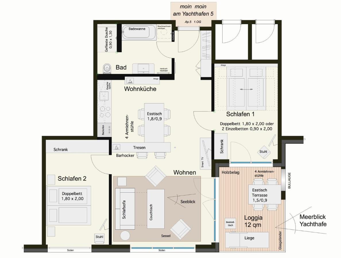 Apartmenthaus Hafenspitze Ap 5 - "Am Yachthafen 5" - Blickrichtung Offenes Meerstrandpromenade Eckernförde Extérieur photo
